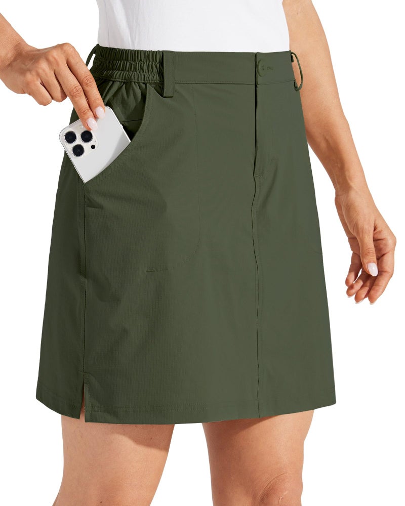 Willit Women's Skorts Golf Casual Skort Skirts UPF 50+ Quick Dry Zip Pockets Outdoor Hiking Dark Green M - Image 2